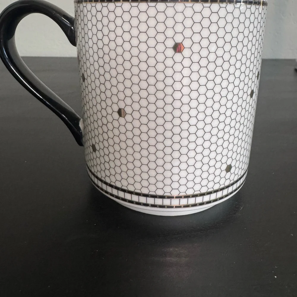 Anthropologie NYC Ceramic Mug in White, Black & Rose Gold - Picture 3 of 9